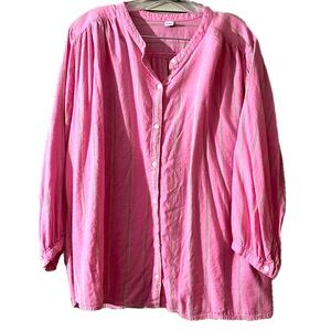 Pink long-sleeve button-down shirt/blouse